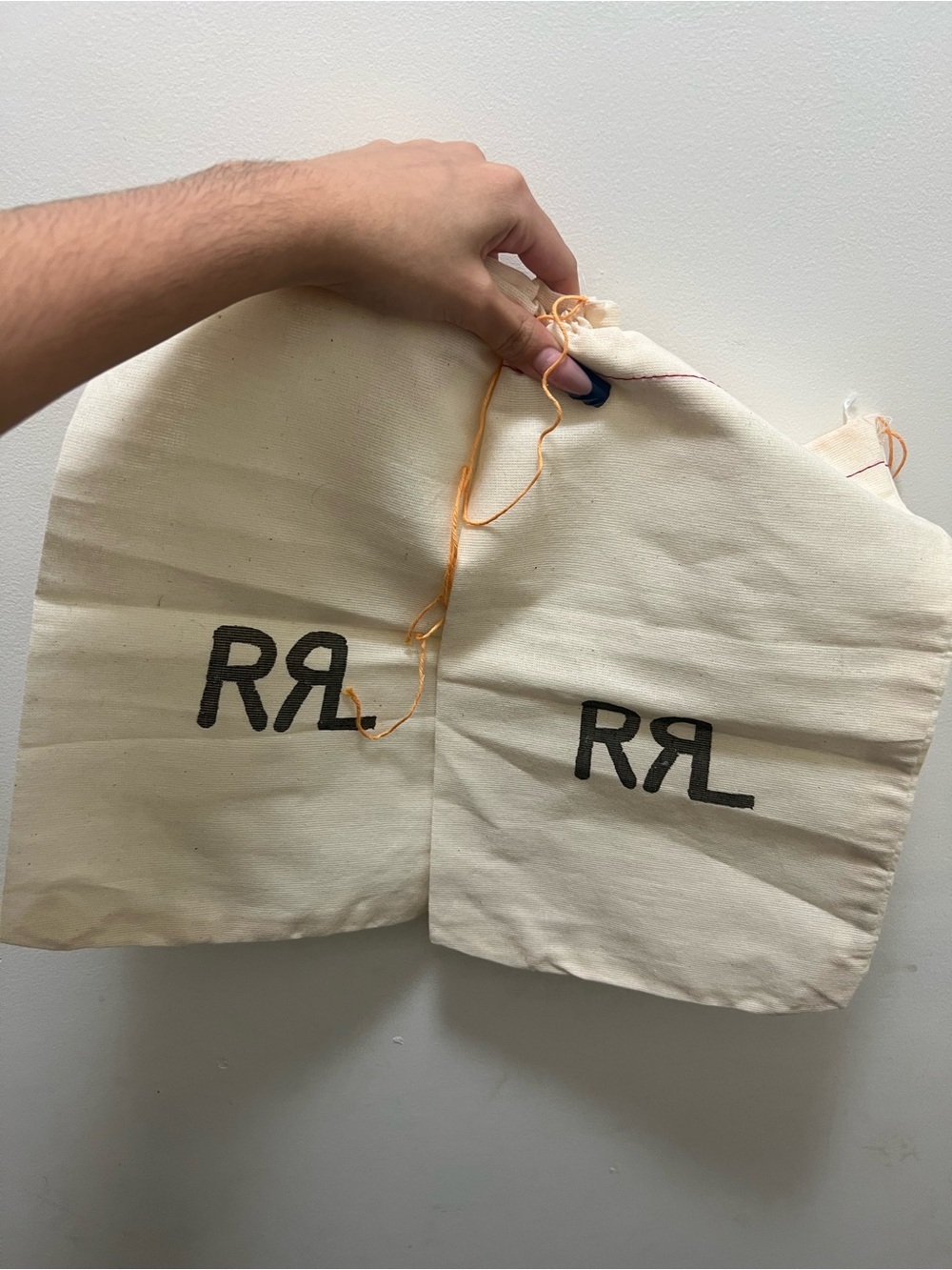 Ralph Lauren Cream Canvas Dust Bags with RRL Logo (Pair)